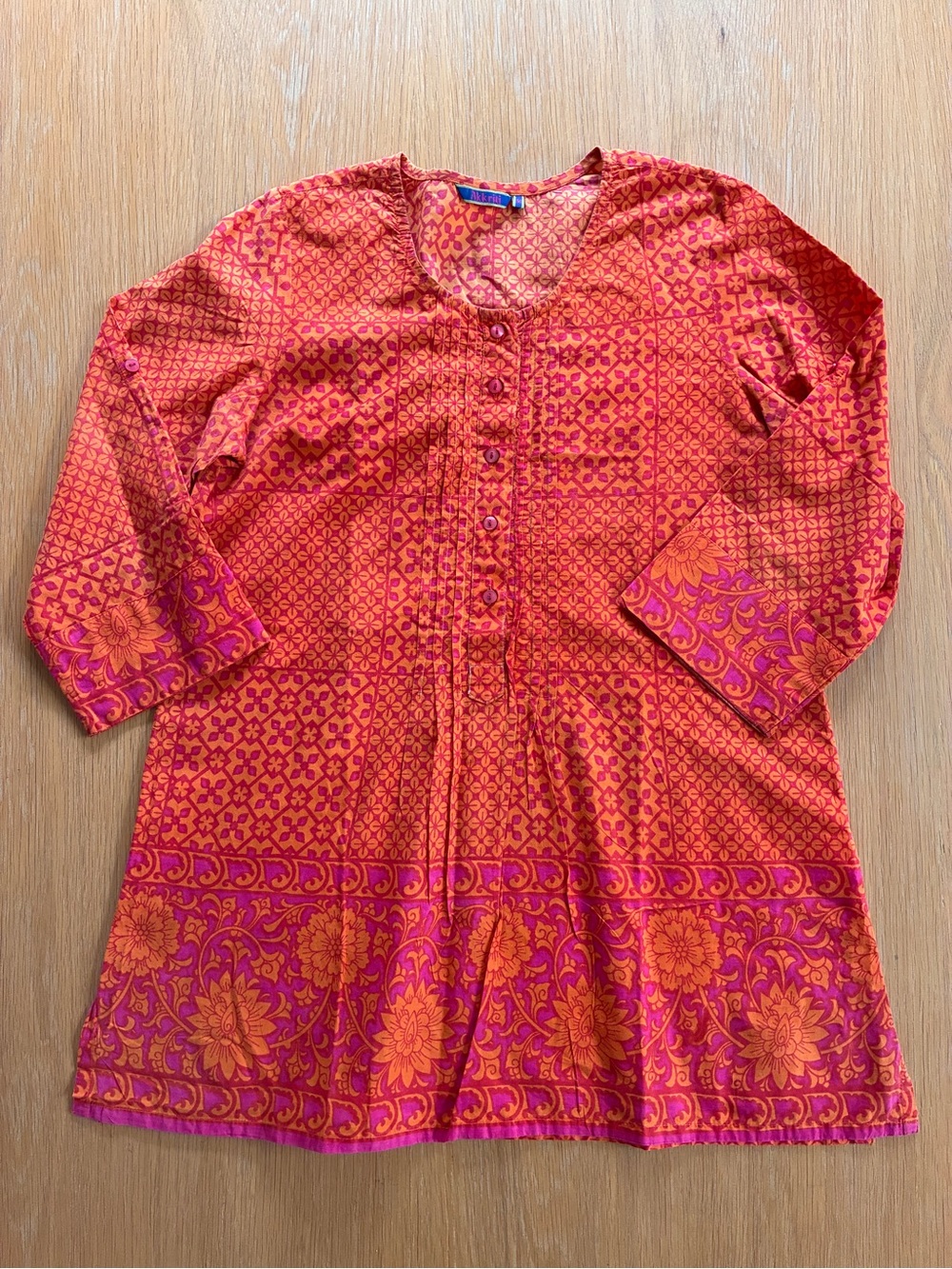 Akkriti-Tunic-Pink-Orange-Gold-Cotton-Casual-Lagenlook-M